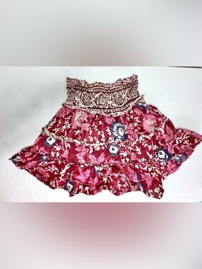 Jennifer & Grace Boho Floral Smocked Ruffled Skirt M